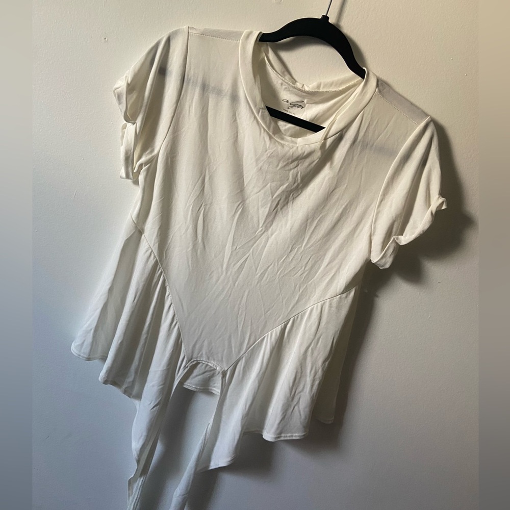 Alya Ivory Peplum Tie-Front Button Down Top